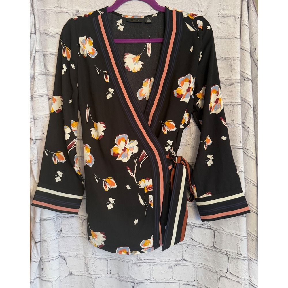 Halogen Petite Floral Wrap Blouse Long Sleeve‎ M